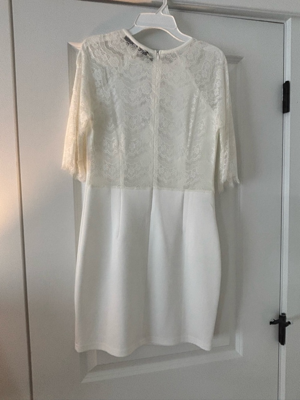 Allegra K Ivory Lace 3/4 Sleeve Dress - Picture 3 of 5